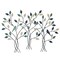 32 Inch Tri Color Metal Triple Tree Bird Wall Art Hanging Sculpture Home Decor